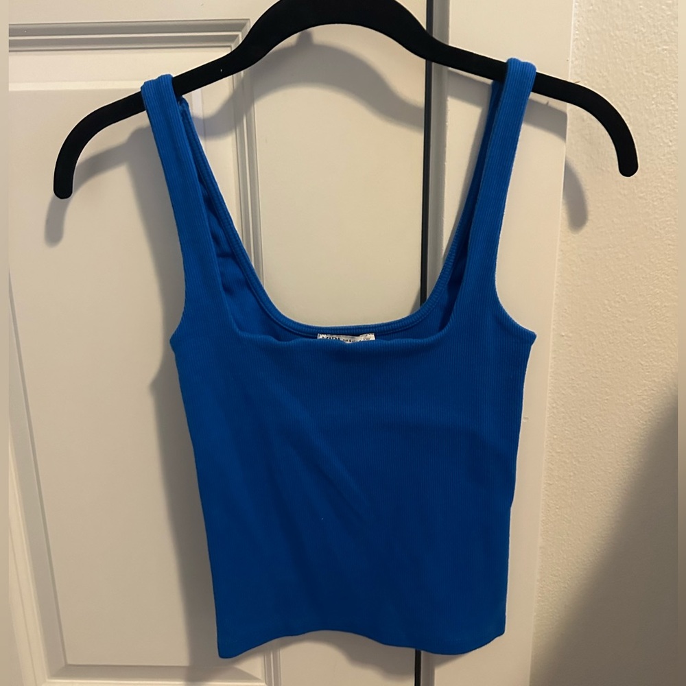 Zara Blue Square Neck Tank